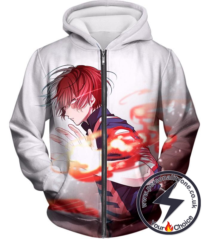 My Hero Academia Fire Ice Shoto Todoroki Fan Zip Up Hoodie